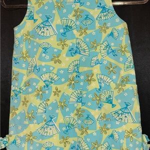 VINTAGE Lilly Pulitzer White Label Japanese fan Floral Children’s Shift Dress 8